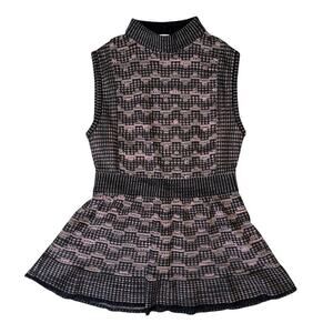 M Missoni Lurex Greek Open Knit Top Peplum Sleeveless Small